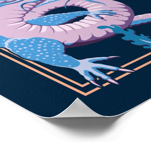 Blue Chinese Dragon Poster (Ecke)