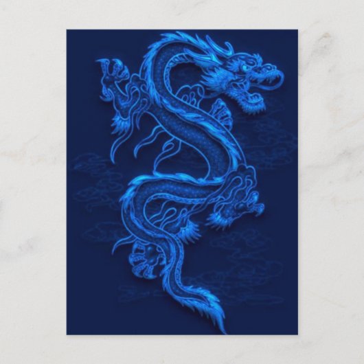 Blue Chinese Dragon Postkarte (Vorderseite)