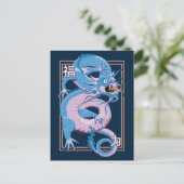 Blue Chinese Dragon Postkarte (Stehend Vorderseite)
