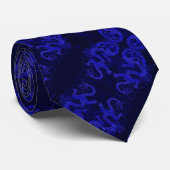 Blue Chinese Dragon Silk Krawatte (Gerollt)