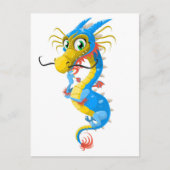 Blue Chinese Dragon Unique Postkarte (Vorderseite)