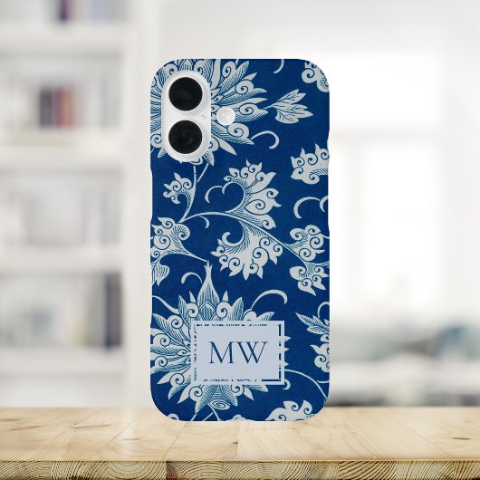 Blue Chinese Floral Custom Monogram Case-Mate iPhone Hülle