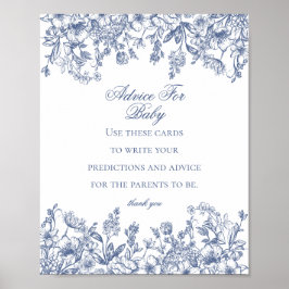 Blue Chinoiserie Advice for Baby Showgame Poster