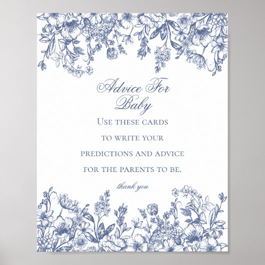 Blue Chinoiserie Advice for Baby Showgame Poster (Vorne)