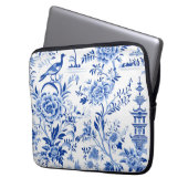 Blue Chinoiserie Asian French Toile Laptopschutzhülle (Vorderseite Links)
