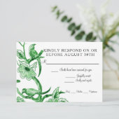 Blue Chinoiserie Asiatische Flora RSVP Karte (Stehend Vorderseite)