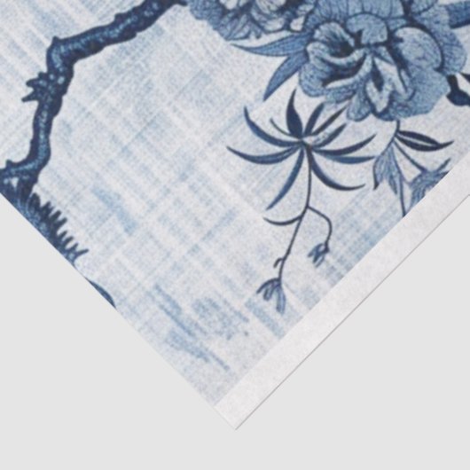 Blue Chinoiserie Asiatische Französisch Dekoupage Seidenpapier (Ausschnitt)