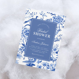 Blue Chinoiserie Asiatisches Vintages Brautparty Einladung