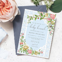Blue Chinoiserie Baby Brunch Einladung Trianon