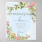 Blue Chinoiserie Baby Dusche Mimosa Bar Schild (Vorne)