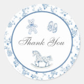 Blue Chinoiserie Baby Shower Dankeschön Sticker (Vorderseite)