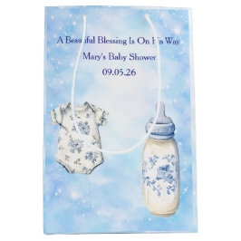 Blue Chinoiserie Baby Shower Gift Bags Mittlere Geschenktüte
