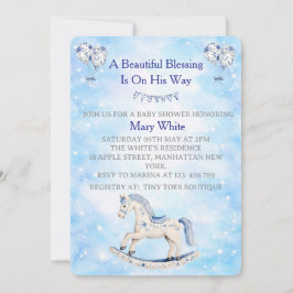 Blue Chinoiserie Baby Shower Invitation Einladung
