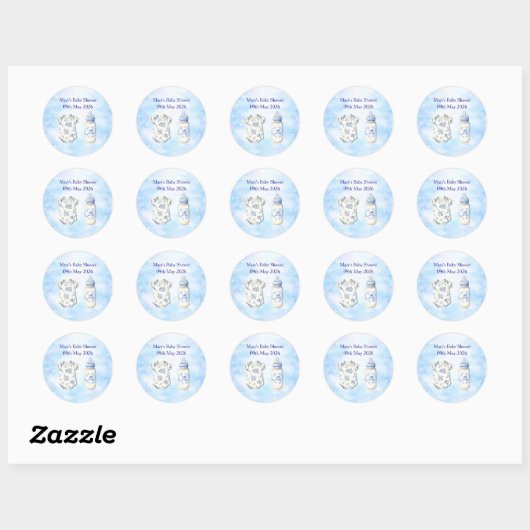 Blue Chinoiserie Baby Shower Stickers (20) (Blatt)