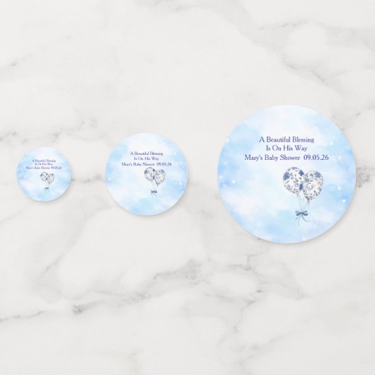 Blue Chinoiserie Baby Shower Table Confetti Konfetti (Vorderseiten)