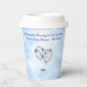 Blue Chinoiserie Baby Shower Tableware Set Pappbecher (Rückseite)