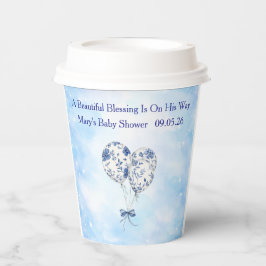 Blue Chinoiserie Baby Shower Tableware Set Pappbecher