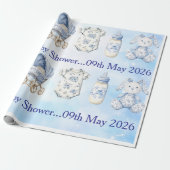 Blue Chinoiserie Baby Shower Wrapping Paper Geschenkpapier (Ungerollt)