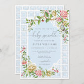 Blue Chinoiserie Baby Sprinkle Einladung Trianon (Vorne/Hinten)