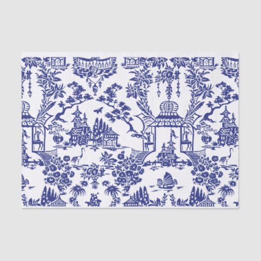 Blue Chinoiserie Blue Flow Decoupage Seidenpapier (Vorderseite)