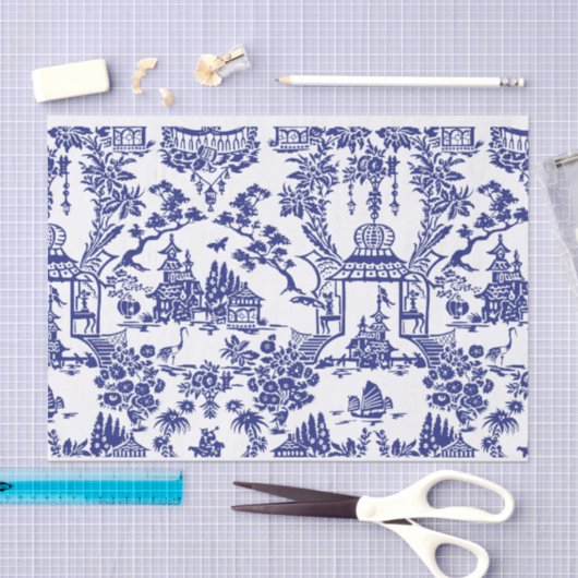 Blue Chinoiserie Blue Flow Decoupage Seidenpapier (Handwerk)