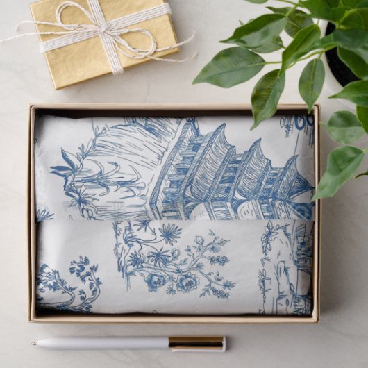 Blue Chinoiserie Blue Flow Decoupage Seidenpapier (Geschenk)