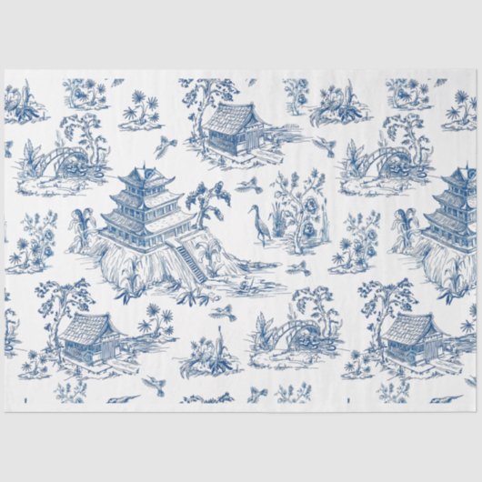 Blue Chinoiserie Blue Flow Decoupage Seidenpapier (Vorderseite)