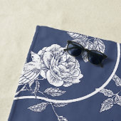 Blue Chinoiserie Blume und Birnen Monogram Strandtuch (Beispiel)