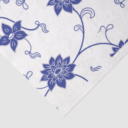 Blue Chinoiserie Blumen Blue Flow Decoupage Seidenpapier (Ausschnitt)