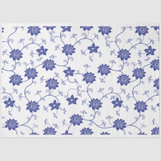 Blue Chinoiserie Blumen Blue Flow Decoupage Seidenpapier (Vorderseite)