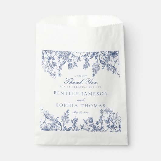 Blue Chinoiserie Blumendessert Geschenktütchen (Vorderseite)