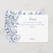 Blue Chinoiserie Blumendetails Card Einladung (Vorne/Hinten)