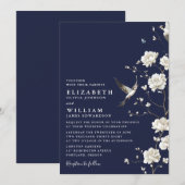 Blue Chinoiserie Blumengarten Hochzeit Einladung (Vorne/Hinten)