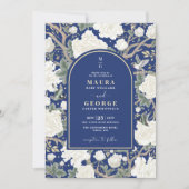 Blue Chinoiserie Blumengarten Hochzeit Einladung