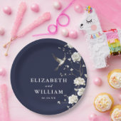 Blue Chinoiserie Blumengarten Hochzeit Pappteller (Party)