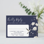 Blue Chinoiserie Blumengarten Hochzeit RSVP Karte (Stehend Vorderseite)