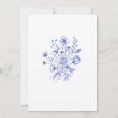 Blue Chinoiserie Blumenstrauß Brautparty Einladung (Rückseite)