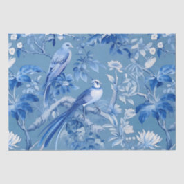 Blue Chinoiserie Blumenzellenpapier Seidenpapier
