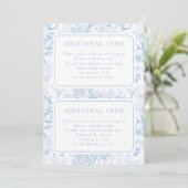 Blue Chinoiserie Blumenzwiebelkarte Einladung (Stehend Vorderseite)