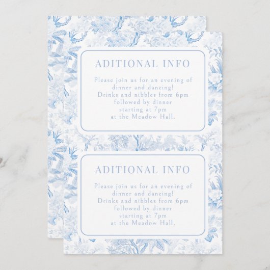 Blue Chinoiserie Blumenzwiebelkarte Einladung (Vorne/Hinten)