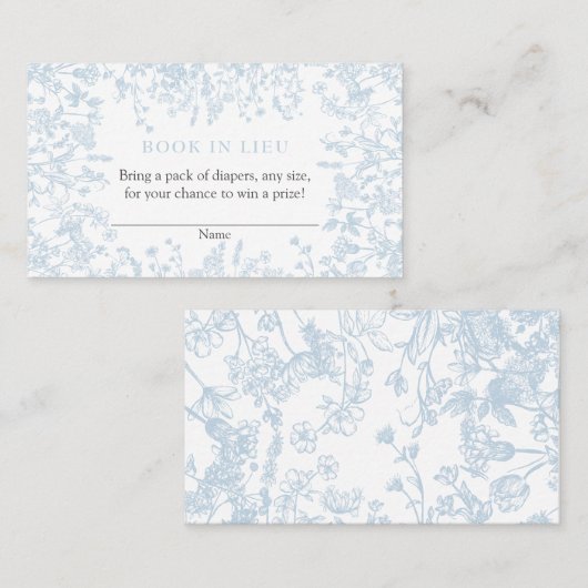 Blue Chinoiserie Book In Lieu Card, Showspiel Visitenkarte (Vorne/Hinten)