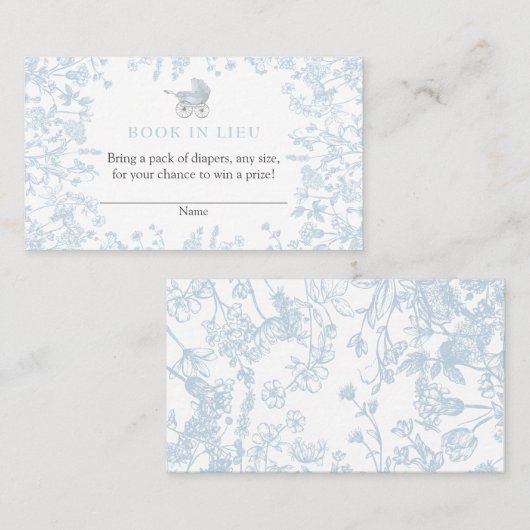 Blue Chinoiserie Book In Lieu Card, Showspiel Visitenkarte