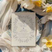 Blue Chinoiserie Botanische Hochzeit Einladung