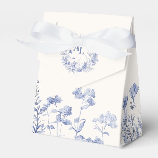 Blue Chinoiserie Botanische Hochzeit Geschenkschachtel (Vorderseite)