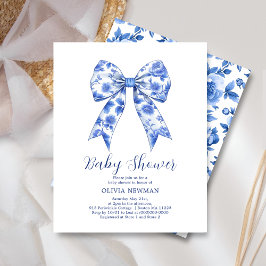 Blue Chinoiserie Bow Baby Dusche Einladung