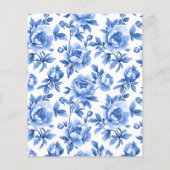 Blue Chinoiserie Bow Baby Dusche Einladung (Rückseite)