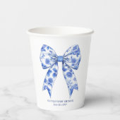 Blue Chinoiserie Bow Baby Shooting Paper Cup Pappbecher (Rückseite)