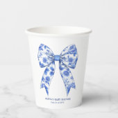 Blue Chinoiserie Bow Baby Shooting Paper Cup Pappbecher (Vorderseite)