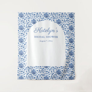 Blue Chinoiserie Brautparty Foto Hintergrund Wandteppich