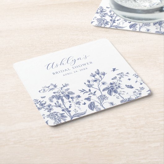 Blue Chinoiserie Brautparty Paper Untersetzer (angewinkelt)